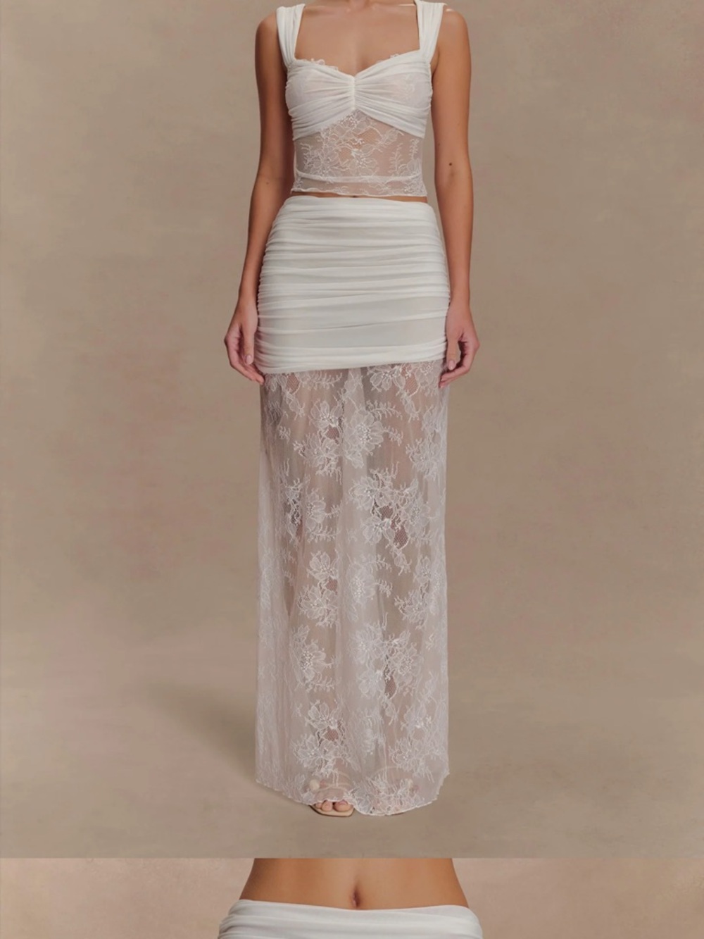 Guinevere
Lace And Mesh Maxi Skirt - Ivory